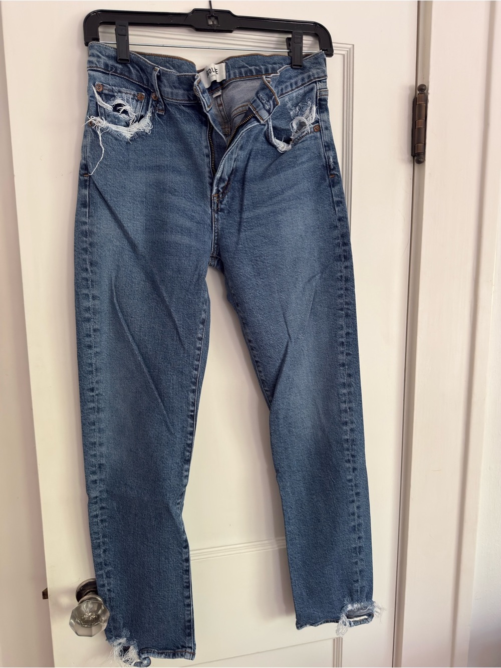 Agolde Women's Distressed Light Blue Skinny Jeans